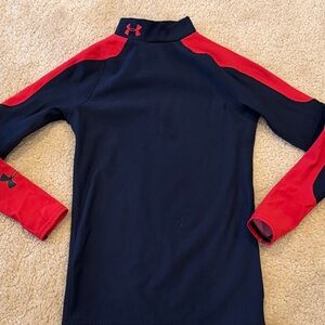 Under Armour Black and Red Mock Neck Compression Top